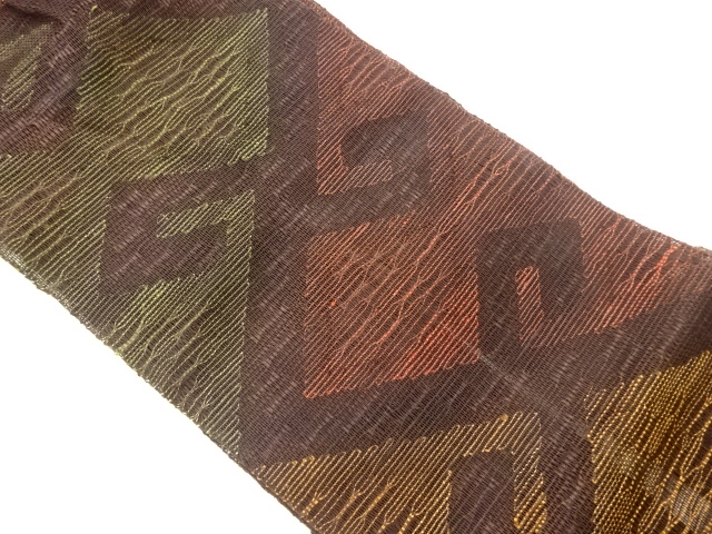 JAPANESE NAGOYA OBI FOR SUMMER / WOVEN ABSTRACT RHOMBUS
